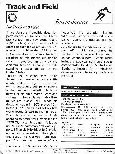 1977-79 Sportscaster Series 4 #04-24 Bruce Jenner Back