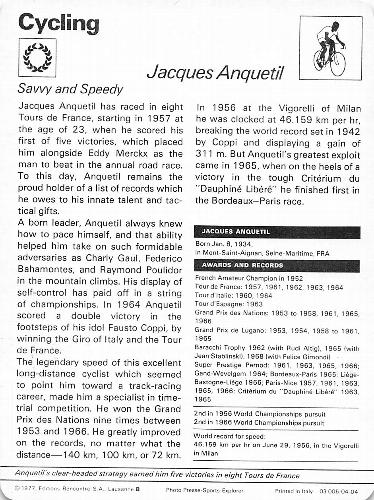1977-79 Sportscaster Series 4 #04-04 Jacques Anquetil Back