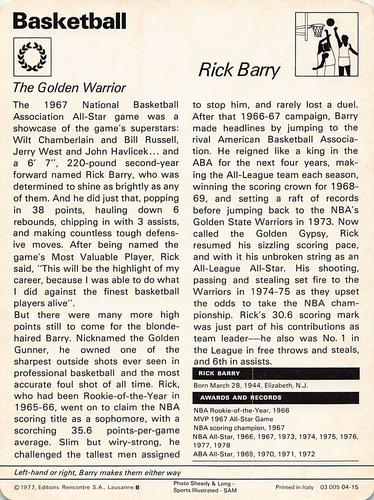 1977-79 Sportscaster Series 4 #04-15 Rick Barry Back