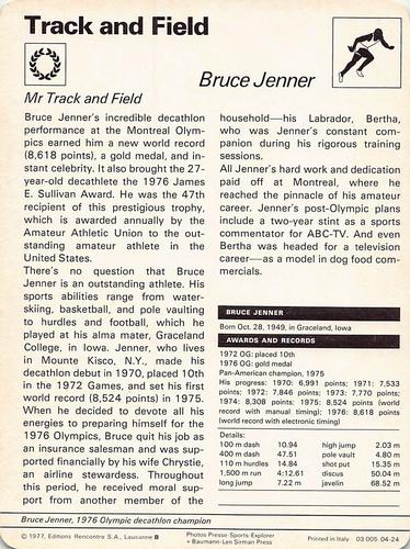 1977-79 Sportscaster Series 4 #04-24 Bruce Jenner Back