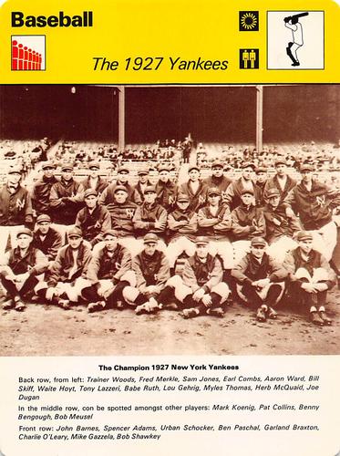 1977-79 Sportscaster Series 5 #05-22 The 1927 Yankees Front