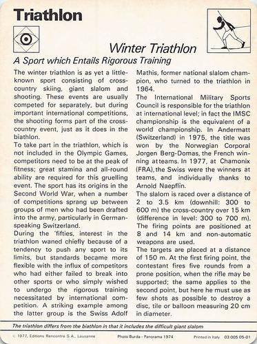 1977-79 Sportscaster Series 5 #05-01 Winter Triathlon Back