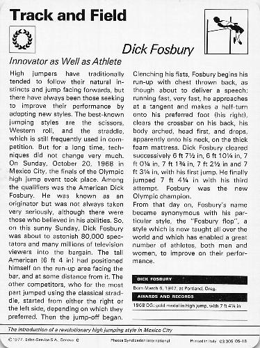 1977-79 Sportscaster Series 5 #05-18 Dick Fosbury Back