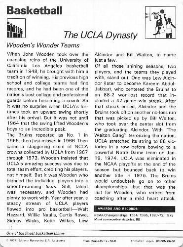 1977-79 Sportscaster Series 6 #06-08 The UCLA Dynasty Back