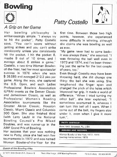 1977-79 Sportscaster Series 6 #06-09 Patty Costello Back