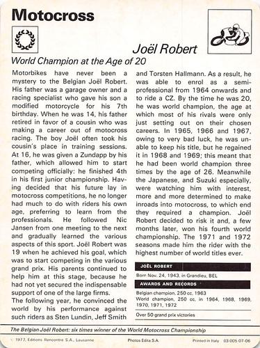 1977-79 Sportscaster Series 7 #07-06 Joel Robert Back