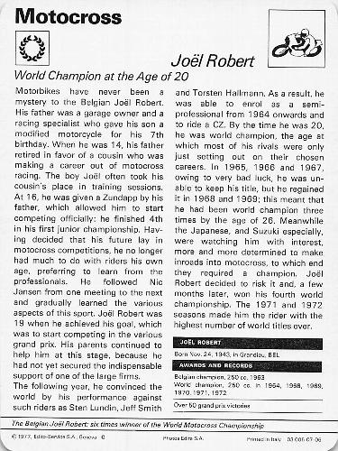 1977-79 Sportscaster Series 7 #07-06 Joel Robert Back
