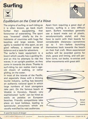 1977-79 Sportscaster Series 8 #08-16 Equilibrium on the Crest of a Wave Back