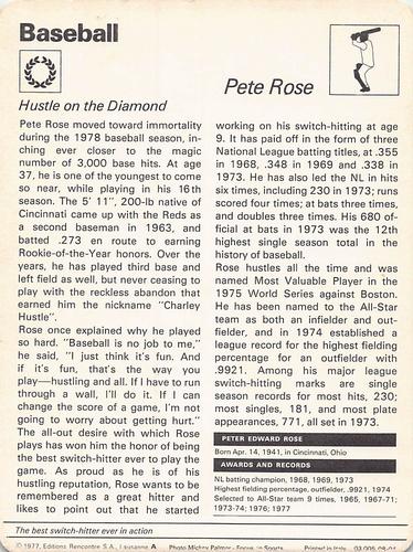 1977-79 Sportscaster Series 8 #08-04 Pete Rose Back