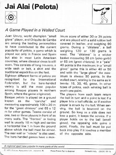 1977-79 Sportscaster Series 8 #08-15 A Game Played in a Walled Court Back