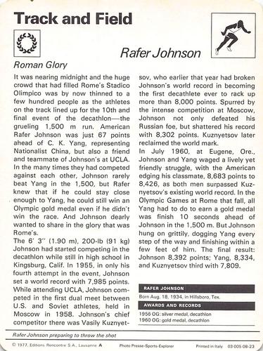 1977-79 Sportscaster Series 8 #08-23 Rafer Johnson Back