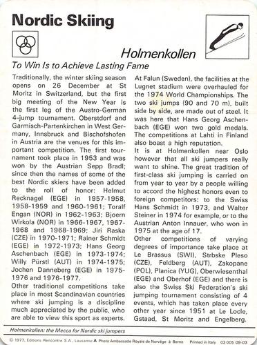 1977-79 Sportscaster Series 9 #09-03 Holmenkollen Back