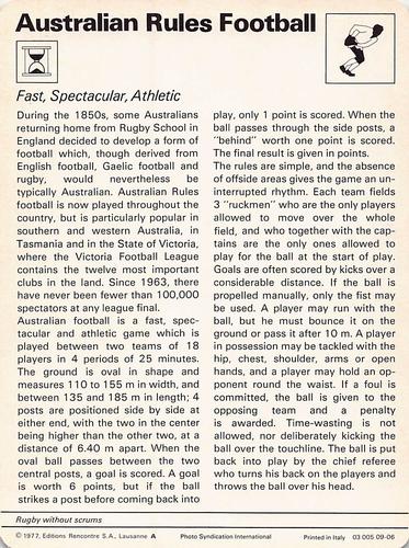 1977-79 Sportscaster Series 9 #09-06 Fast, Spectacular, Athletic Back