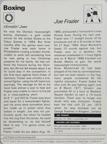 1977-79 Sportscaster Series 9 #09-10 Joe Frazier Back