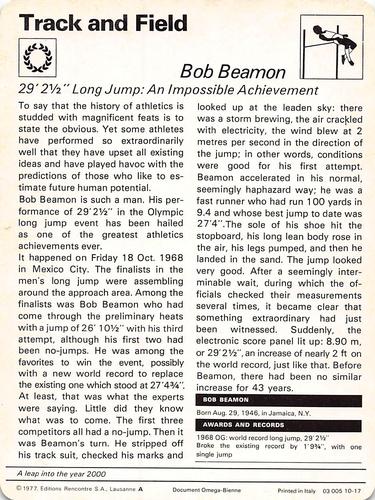 1977-79 Sportscaster Series 10 #10-17 Bob Beamon Back