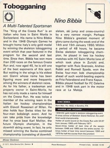 1977-79 Sportscaster Series 10 #10-05 Nino Bibbia Back