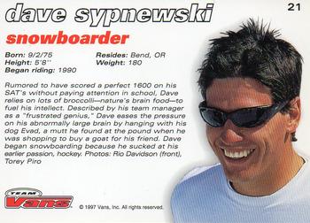 1997 Vans Team Vans #21 Dave Sypnewski Back