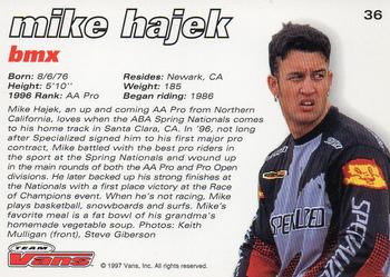 1997 Vans Team Vans #36 Mike Hajek Back