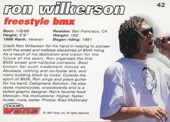 1997 Vans Team Vans #42 Ron Wilkerson Back