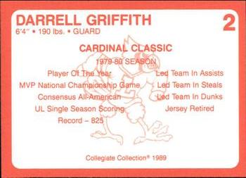 1989-90 Collegiate Collection Louisville Cardinals #2 Darrell Griffith Back