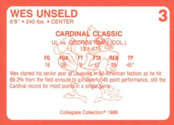 1989-90 Collegiate Collection Louisville Cardinals #3 Wes Unseld Back