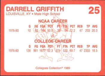 1989-90 Collegiate Collection Louisville Cardinals #25 Darrell Griffith Back