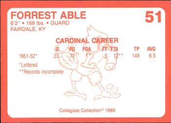 1989-90 Collegiate Collection Louisville Cardinals #51 Forrest Able Back