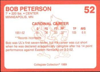 1989-90 Collegiate Collection Louisville Cardinals #52 Bob Peterson Back