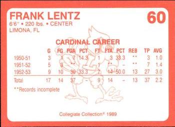 1989-90 Collegiate Collection Louisville Cardinals #60 Frank Lentz Back