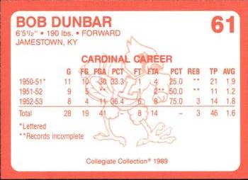 1989-90 Collegiate Collection Louisville Cardinals #61 Bob Dunbar Back