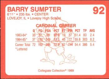 1989-90 Collegiate Collection Louisville Cardinals #92 Barry Sumpter Back