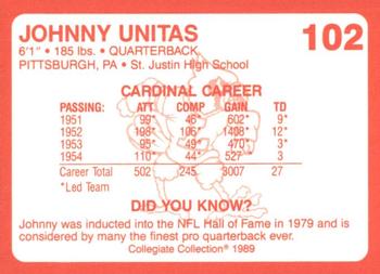 1989-90 Collegiate Collection Louisville Cardinals #102 Johnny Unitas Back