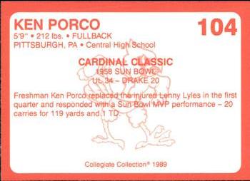 1989-90 Collegiate Collection Louisville Cardinals #104 Ken Porco Back