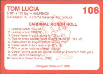1989-90 Collegiate Collection Louisville Cardinals #106 Tom Lucia Back
