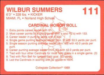 1989-90 Collegiate Collection Louisville Cardinals #111 Wilbur Summers Back