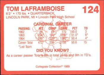 1989-90 Collegiate Collection Louisville Cardinals #124 Tom LaFramboise Back