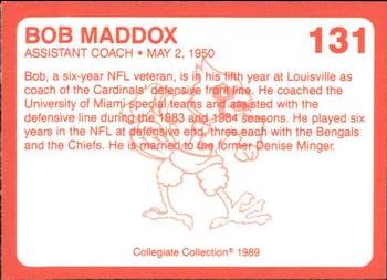 1989-90 Collegiate Collection Louisville Cardinals #131 Bob Maddox Back