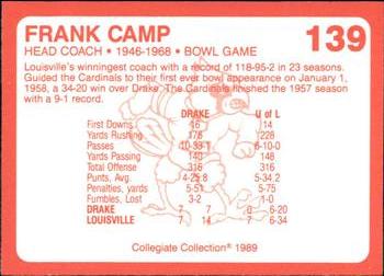 1989-90 Collegiate Collection Louisville Cardinals #139 Frank Camp Back