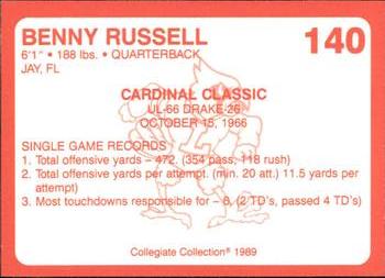 1989-90 Collegiate Collection Louisville Cardinals #140 Benny Russell Back