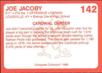 1989-90 Collegiate Collection Louisville Cardinals #142 Joe Jacoby Back