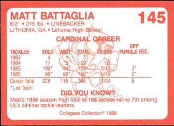 1989-90 Collegiate Collection Louisville Cardinals #145 Matt Battaglia Back