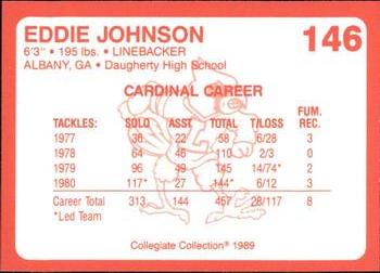 1989-90 Collegiate Collection Louisville Cardinals #146 Eddie Johnson Back