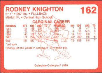 1989-90 Collegiate Collection Louisville Cardinals #162 Rodney Knighton Back