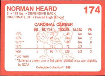 1989-90 Collegiate Collection Louisville Cardinals #174 Norman Heard Back