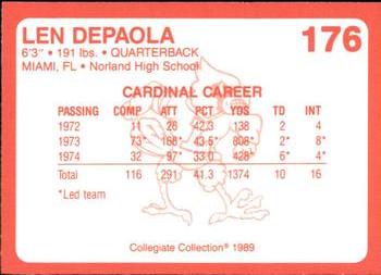 1989-90 Collegiate Collection Louisville Cardinals #176 Len Depaola Back