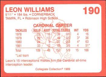 1989-90 Collegiate Collection Louisville Cardinals #190 Leon Williams Back
