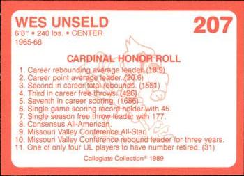 1989-90 Collegiate Collection Louisville Cardinals #207 Wes Unseld Back