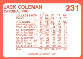 1989-90 Collegiate Collection Louisville Cardinals #231 Jack Coleman Back