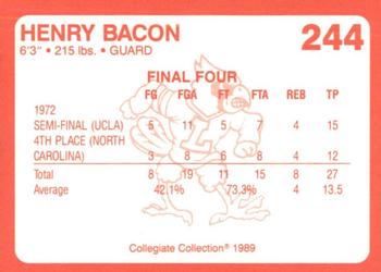 1989-90 Collegiate Collection Louisville Cardinals #244 Henry Bacon Back