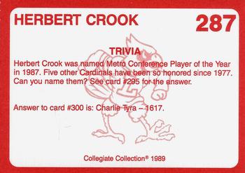 1989-90 Collegiate Collection Louisville Cardinals #287 Herbert Crook Back